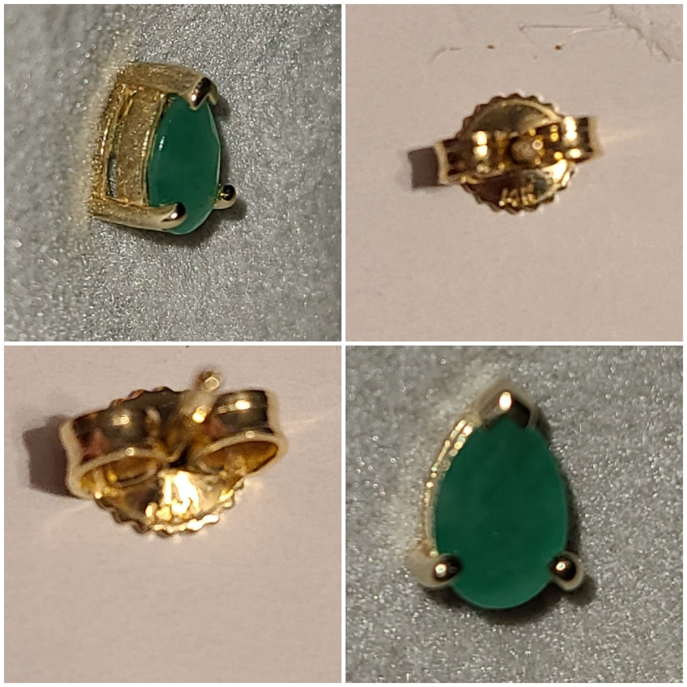 👀💚! Emerald 14 k gold teardrop earrings SALE!!!